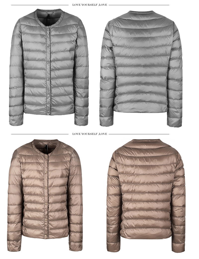 Women's Down Jacket Korean Style Short Duck Down Embroidered Letters Bright Face