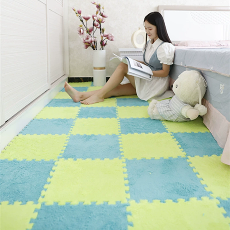 Foam Puzzle Carpet Mat, 30×30 cm Interlocking Velvet Tiles for Bedroom, Soft Crawling Pad