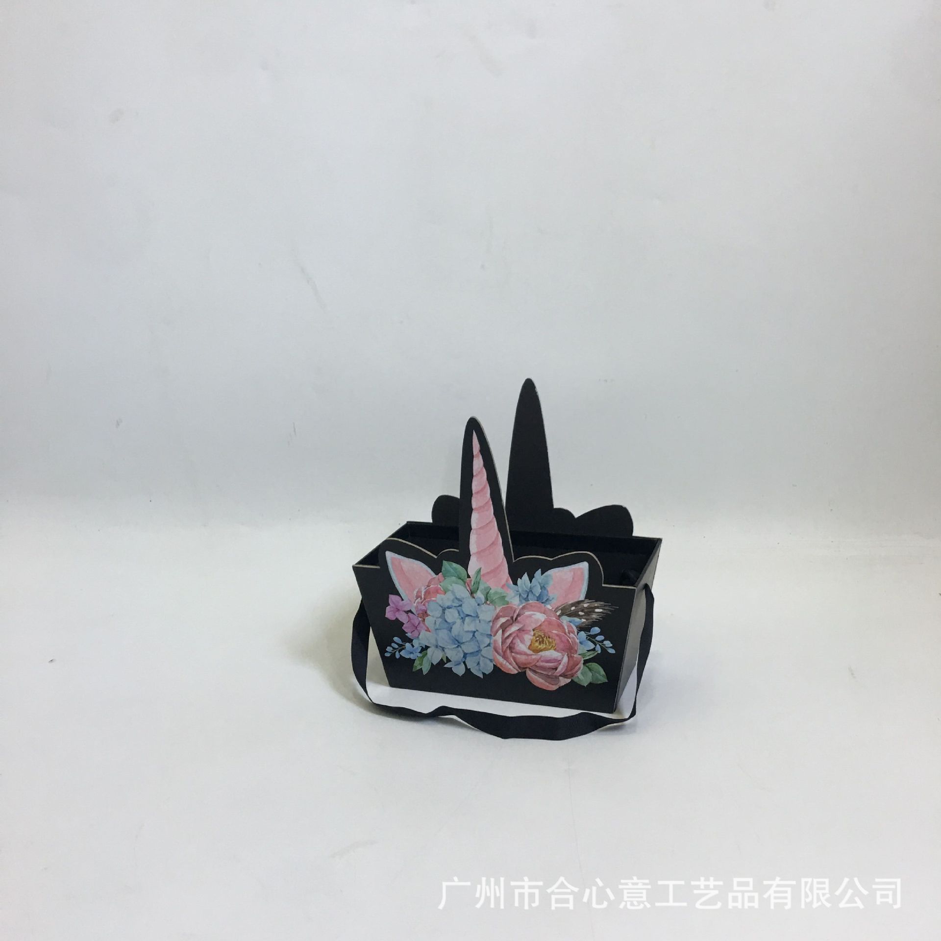 合心意 独角兽手提梯形花盒鲜花礼品盒香皂花盒 伴手礼包装盒