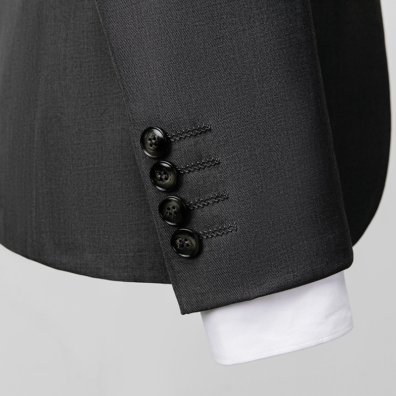 Herrenbekleidung neue koreanische Anzug Set Hochzeit ein Knopf dreiteiliges Set 3D-Bild dunkelgrau_voghion.com