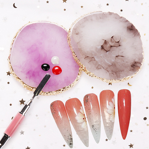 Cross-border nail art round palette, resin agate chip nail art, painted nail polish display board tool