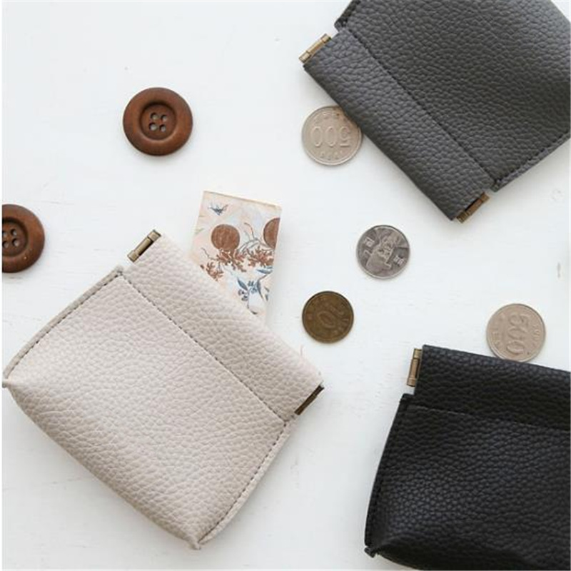 现货PU弹片包 自动开口耳机收纳包零钱包 韩国特卖皮革硬币包