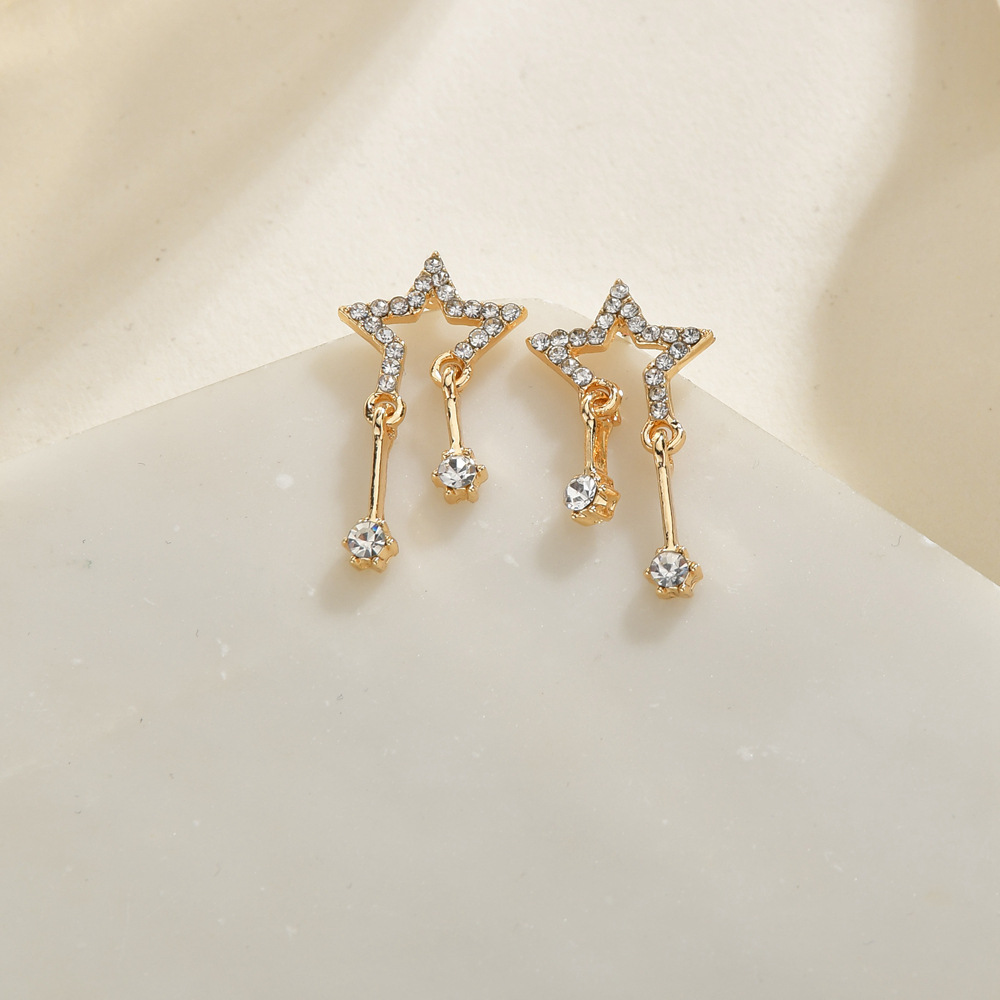 S925 Sterling Silver Diamond  Korean Five-pointed Star Zircon Crystal Fashion Earrings Wholesale Nihaojewelry display picture 3