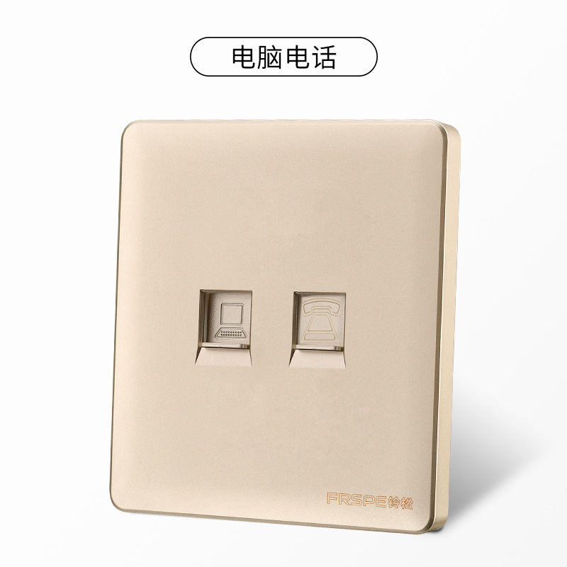Panel de interruptores Bellson Osaka dorado tipo 86, interruptor de arco, enchufe de cinco orificios, placa de plástico ignífuga, fabricante, venta al por mayor