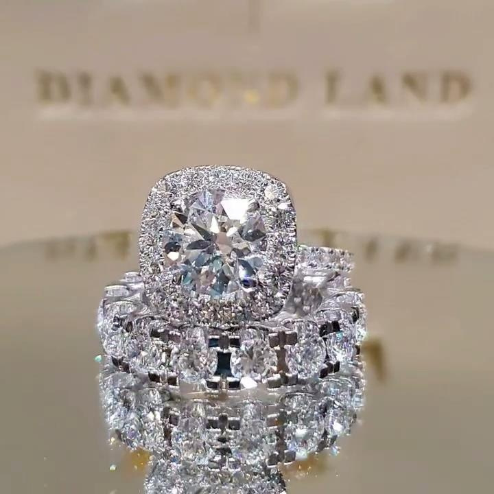 Sanjie Europe and the United States new classic women's micro rhinestone wedding ring wish explosions hand jewelry wholesale direct sales