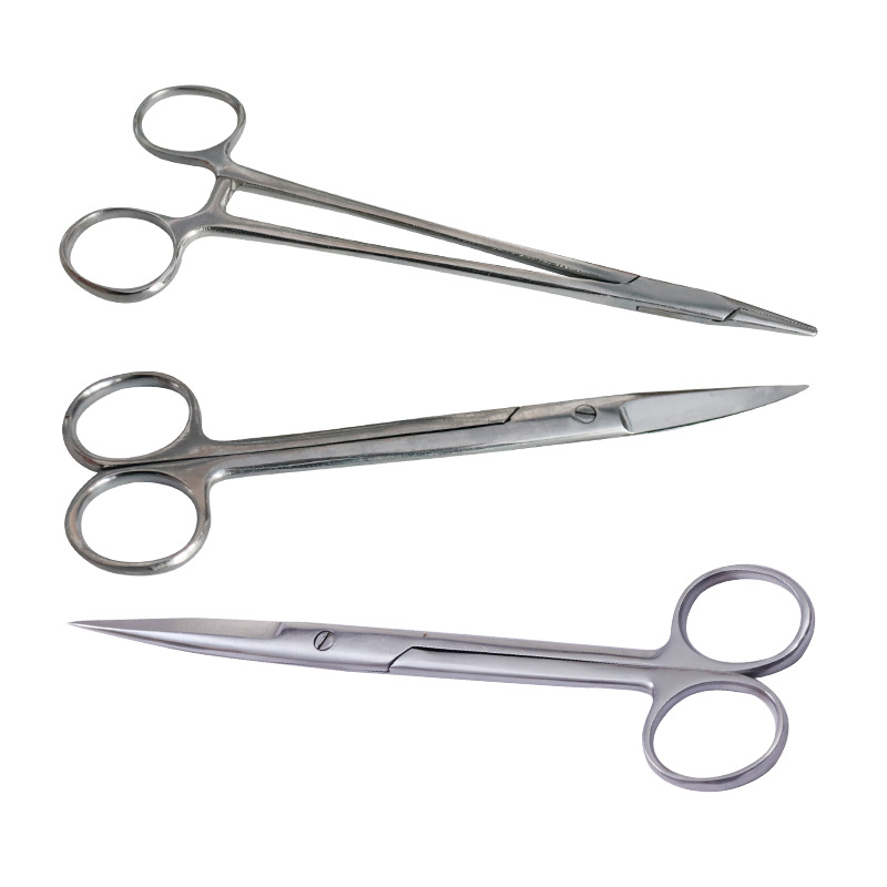 Tijeras quirúrgicas de acero inoxidable para uso veterinario tijeras quirúrgicas codo recto 16 18CM pinza de aguja instrumento quirúrgico