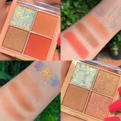 Makeup cross-border mini four-color eyeshadow palette rabbit tail grass 4-color sequin glitter pearlescent matte four-square eye shadow