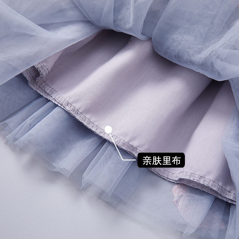 Falda de niña Falda de princesa plisada de malla 2024 Verano de verano para niños Falda corta de gasa esponjosa de estilo occidental de estilo coreano