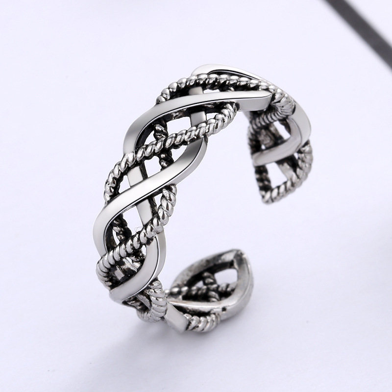retro woven one size ring with pigtail for men and women
