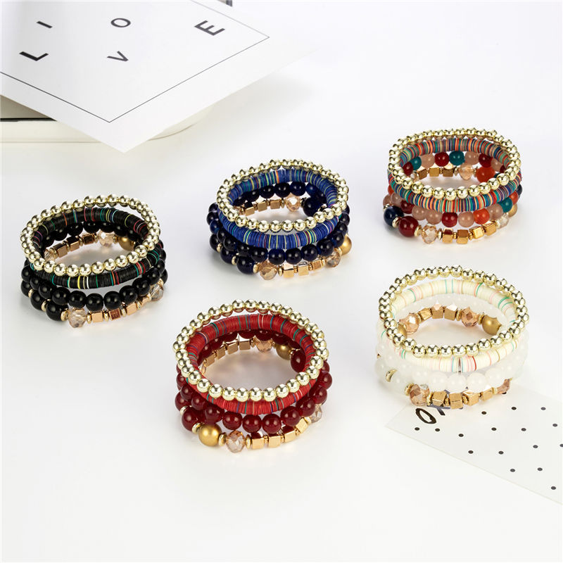 Vacaciones Ronda Rombo Vidrio Con Cuentas Enchapado Mujeres Pulsera display picture 5