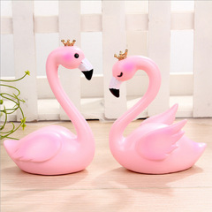 創意可愛火烈鳥烘焙蛋糕汽車用品擺件配件卡通家居裝飾