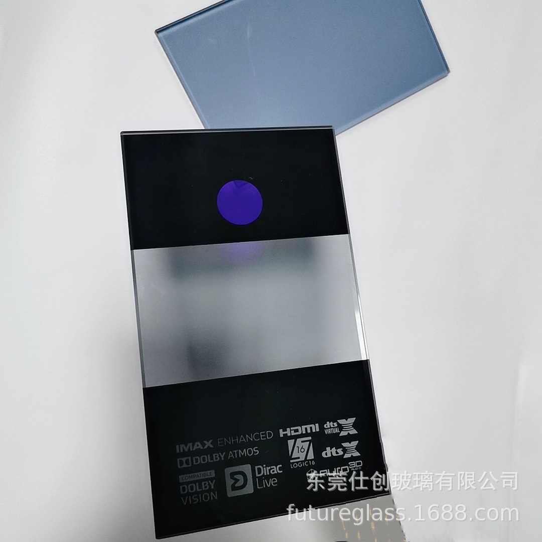 3mm超白钢化 丝印玻璃 半透紫 效果显示屏玻璃定制