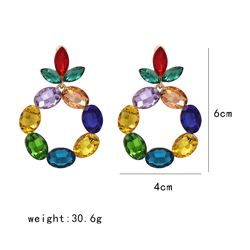 Nuevos Pendientes Redondos Geométricos Pendientes De Cristal De Lujo De Moda Para Mujer Pendientes De Diamantes display picture 2