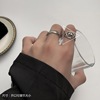 Retro fashionable brand ring, small design trend jewelry, on index finger, simple and elegant design