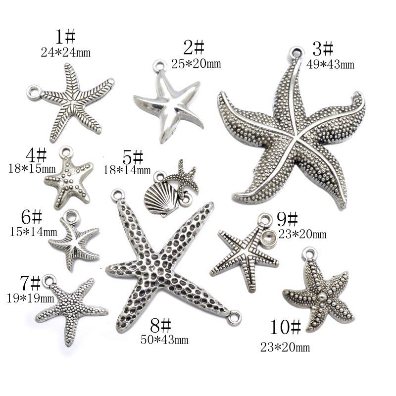 DIY合金饰品配件项链手链钥匙扣装饰配饰厂家10款海星挂件|ms