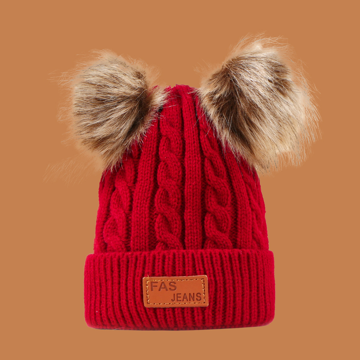 fur ball woolen knitted hat  NSTQ15884