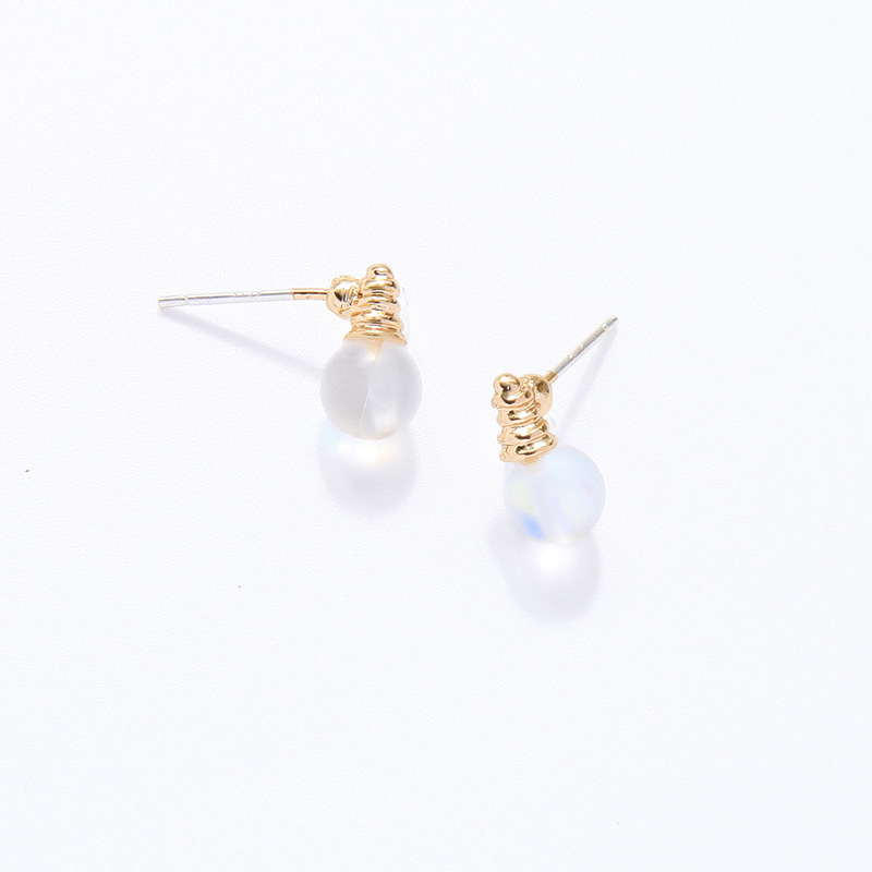 Korean S925 Silver Needle Earrings Temperament Wild Earrings Women Geometric Bright Light Bulb Earrings Wholesale display picture 5