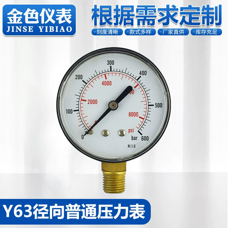 Манометр оптовая продажа радиальный стандартный манометр Y63 черный железный корпус инструмент общий манометр манометр на заказ