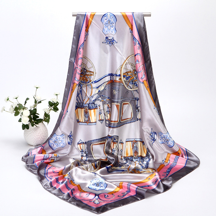 Pañuelo de satén estampado para mujer pañuelo cuadrado de seda_voghion.com