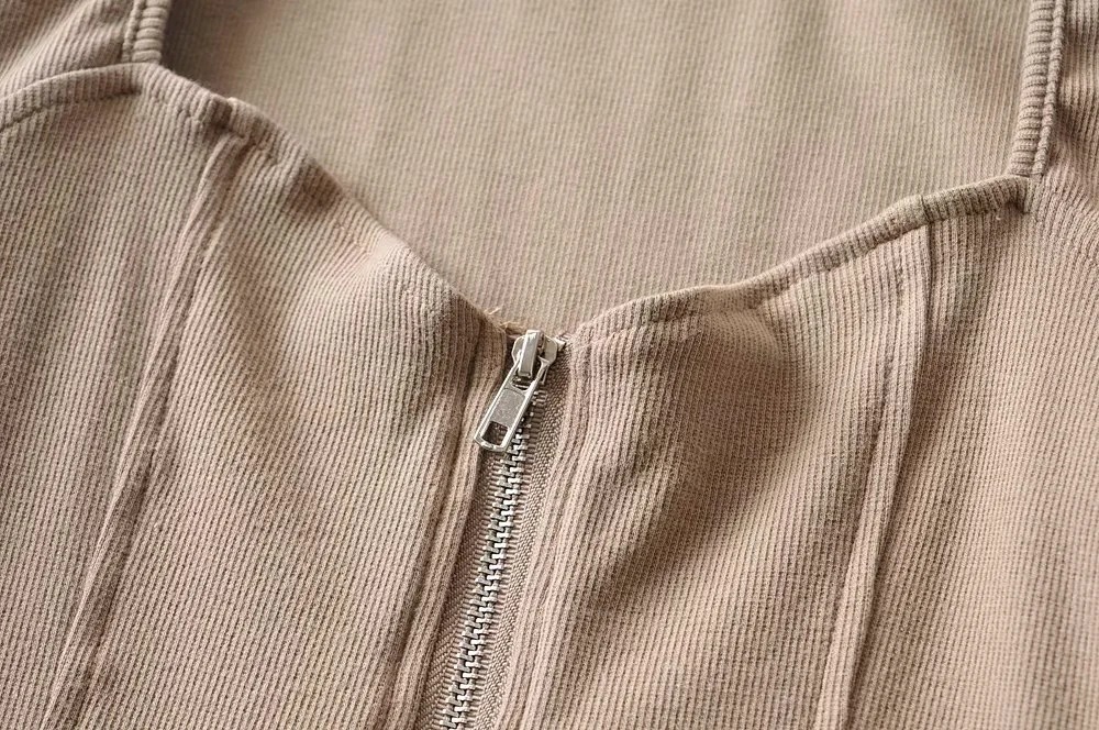 zipper slim threaded sexy long-sleeved cardigan top  NSAC15413