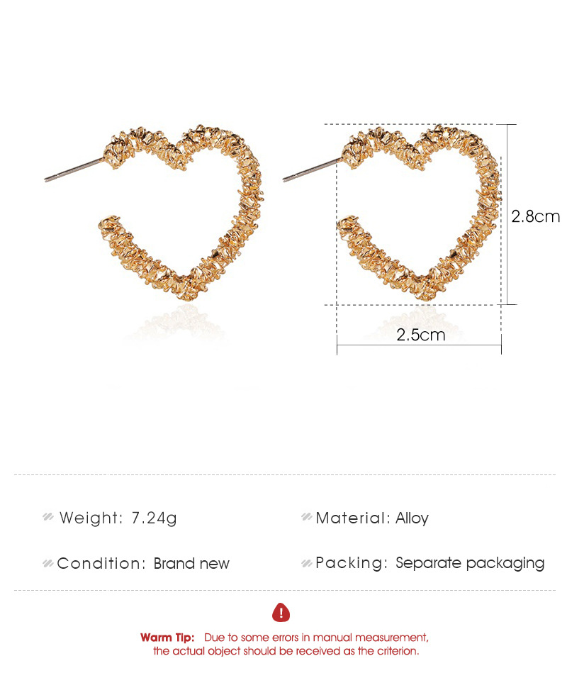 Nouvelle Mode Sculpté Ouverture Boucles D&#39;oreilles D&#39;amour Simple Métal Givré Boucles D&#39;oreilles En Forme De Coeur Nihaojewelry Gros display picture 1