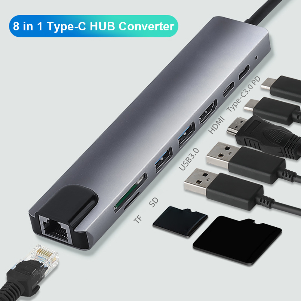 Type-c to HDMI HUB RJ45 8-in-1 TYPE-C ne...
