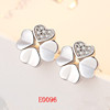 Fashionable zirconium, earrings, accessory, Korean style, four-leaf clover, wholesale