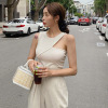 the republic of korea Dongdaemun Women's wear New four ins Solid Thread T-shirts Mosaic Sense of design Sleeveless vest