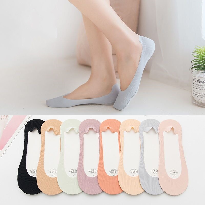 2020新款V型任意剪船袜女隐形冰丝浅口棉底蛙胶防滑套袜子女批发|ms