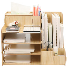 辦公室桌面文件夾木質收納盒筆筒整理架抽屜式書立宿舍書桌置物架