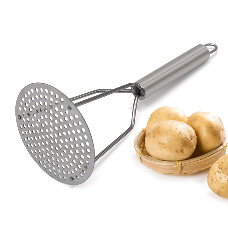 现货厨房工具厨房工具 家用不锈钢压薯器 带手柄薯泥不锈钢捣碎器