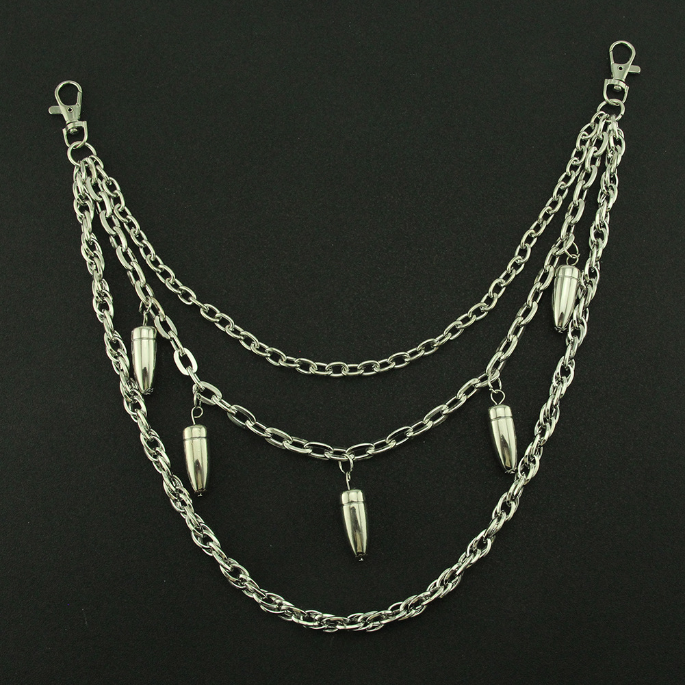 潮男蹦迪夜店非主流牛仔裤裤链配饰 子弹头吊坠装饰舞台道具腰链