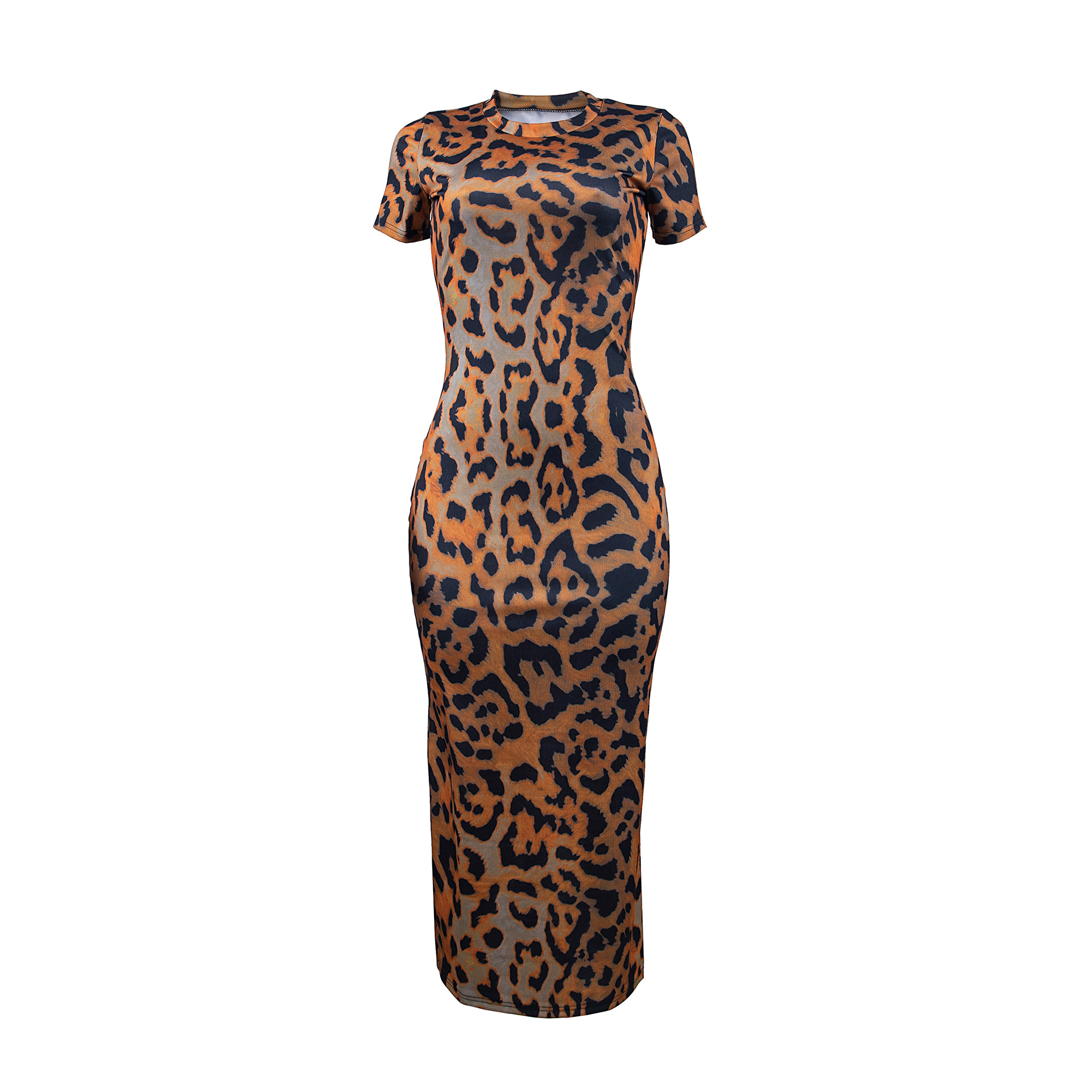 leopard printing short-sleeved dress Nihaostyles wholesale clothing vendor NSMDJ75037