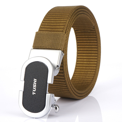 Manufacturer direct sale toothless automatic buckle canvas belt for men outdoor casual youth student pants belt for men