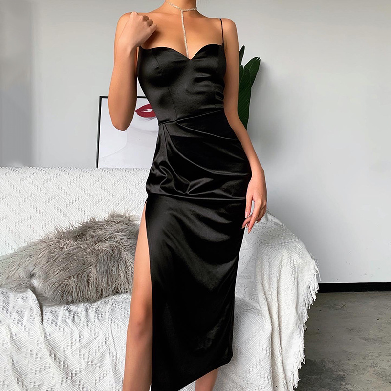 Dress - Satin Maxi Dress Black