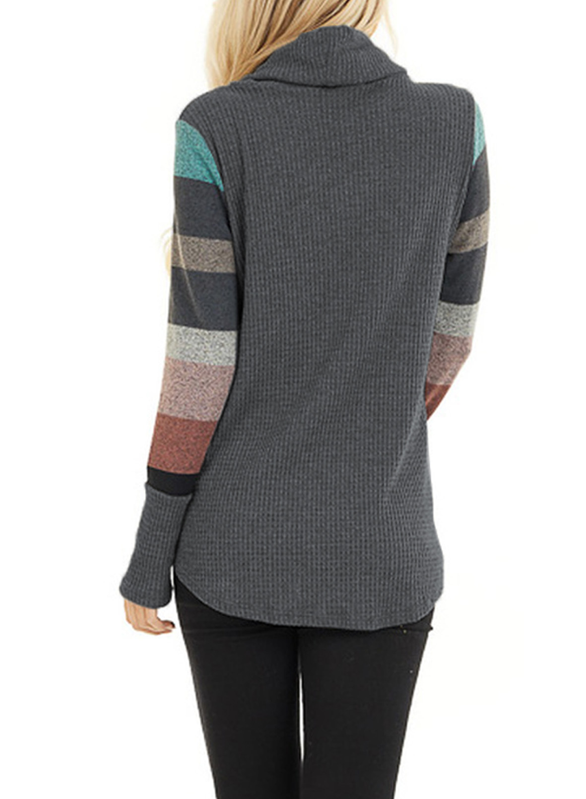stripes contrast color stitching long-sleeved sweater NSSI20122