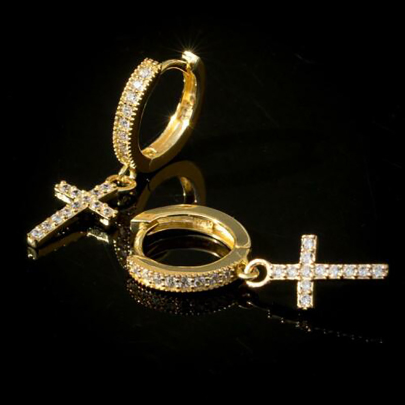 Classic Copper Inlaid Zircon  Cross Earrings Wholesale display picture 5