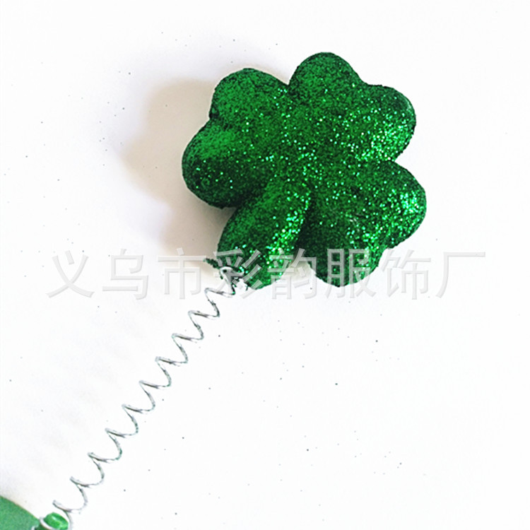 Fabricante directo para el día de San Patricio de trébol irlandés de cebolla polvo de cabeza banda de pelo de película de trébol verde