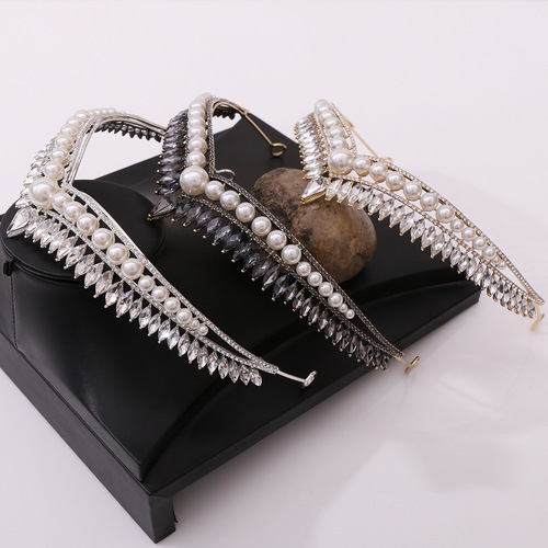 韩式新款新娘珍珠皇冠头饰 简约大气公主王冠网红女神发饰配饰品