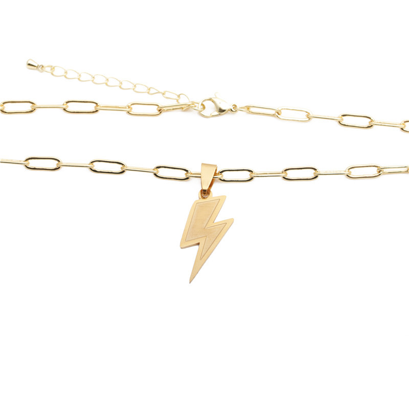 Titanium Steel Lightning Necklace display picture 4