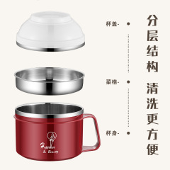 304不鏽鋼飯盒多層快餐杯飯缸保溫餐盒lunch box泡麵杯小學生卡通
