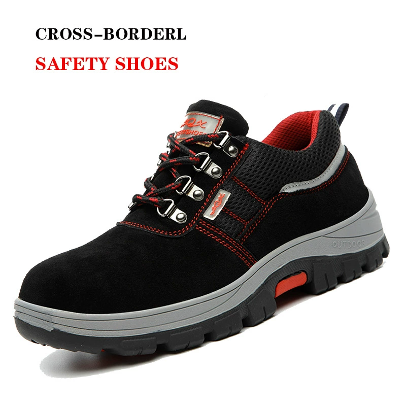 Трансграничные Оптовая анти-бархат воловьей кожи охраны труда обувь анти-разбивать анти-прокол безопасности защитная обувь стальным носком Рабочая обувь оптом