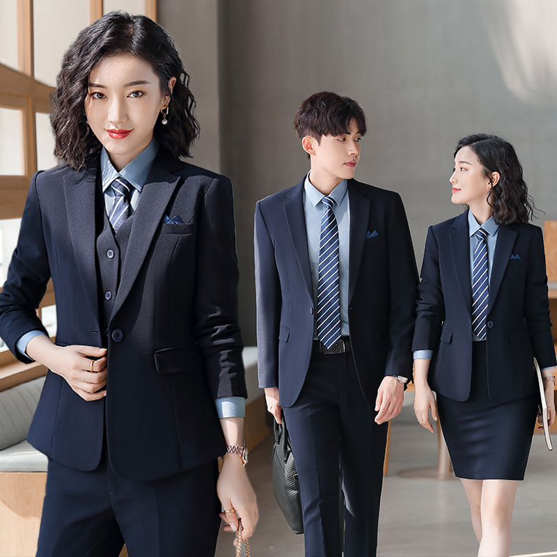 男女同款職業裝套裝銀行正裝ol4s銷售工作服企業公司工裝西服定制