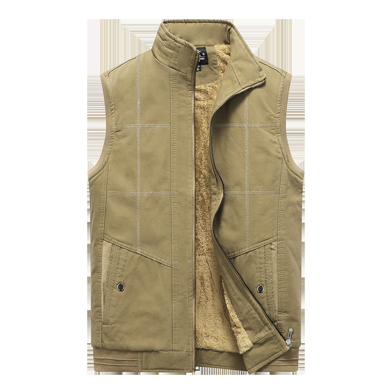 Chaleco forrado de lana de los nuevos hombres transfronterizos hombres de otoño e invierno Chaleco de los hombres chaleco sin mangas chaqueta cómoda tendencia de la moda
