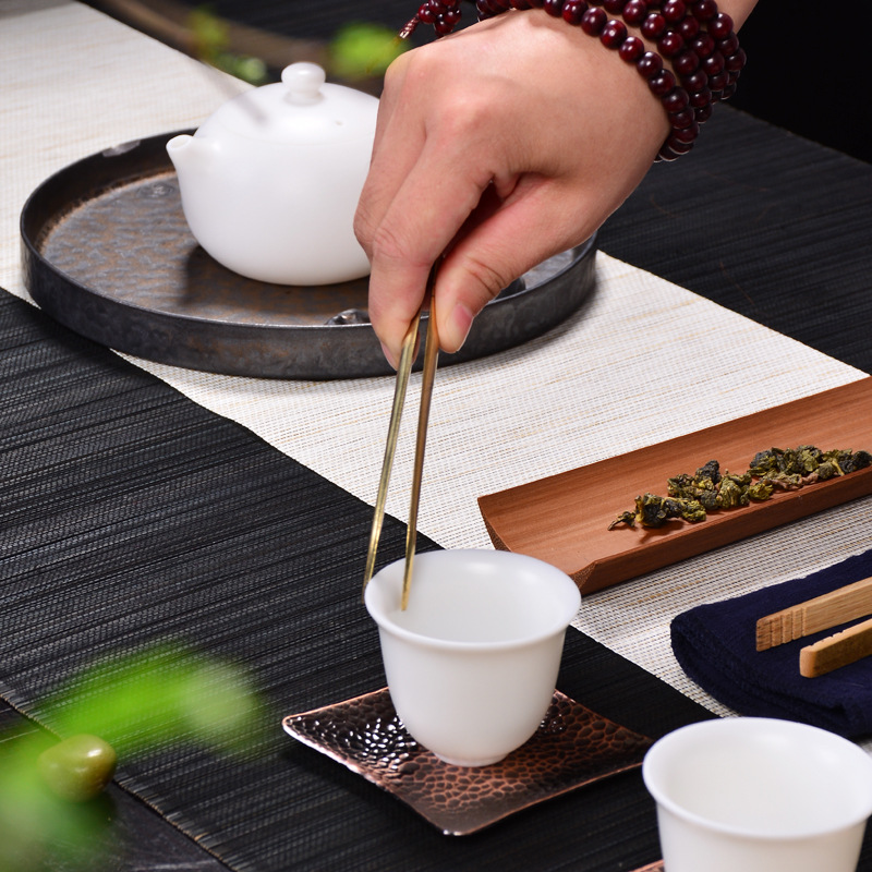 Clip de té de cobre puro, clip de lavado de tazas, clip de té kung fu, clip de té de cobre, accesorios para la ceremonia del té, artículos de té sin correo