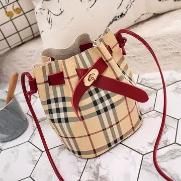 Bucket bag printing Scotch plaid with buckle mobile phone bag spring / summer 2020 new cross body small change bag - ShopShipShake