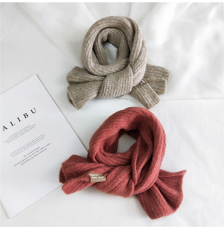 Women's Solid Color Knitted Scarf Winter New Thickened Scarf Shawl Dual-use Warm Bib display picture 19