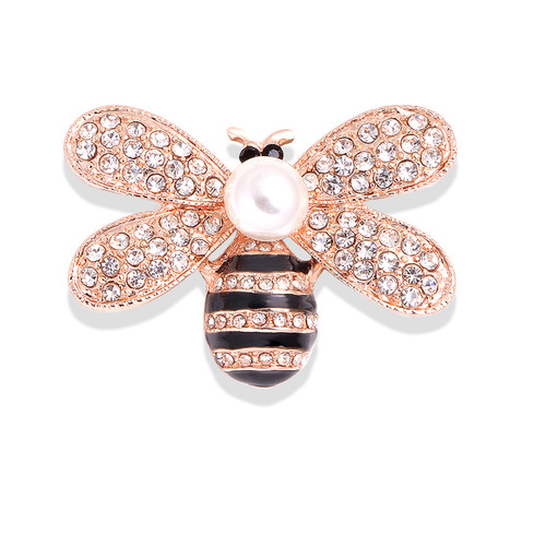 Insect-studded diamond bee brooch, water drop-shaped, Korean-style clothing accessory pin, pearl pin, anti-transparency clasp brooch