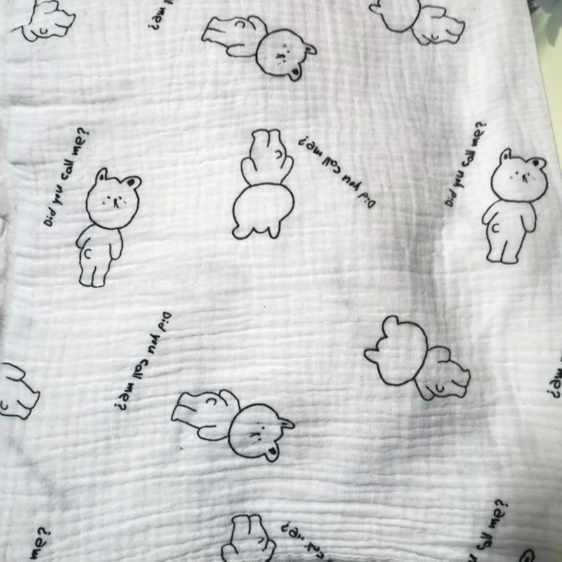 Baby class a 40s algodón de doble capa de tela de hilo de algodón lavado crepe de algodón impreso crepe ropa para el hogar tela