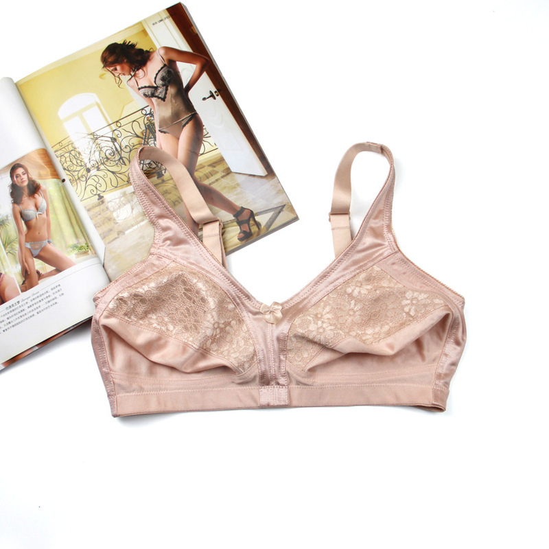 No Steel Rings Thin Breathable Large Size Underwear Full Cup No Cotton Gathering Cross-border Underwear Women's Big Chest Small Bra